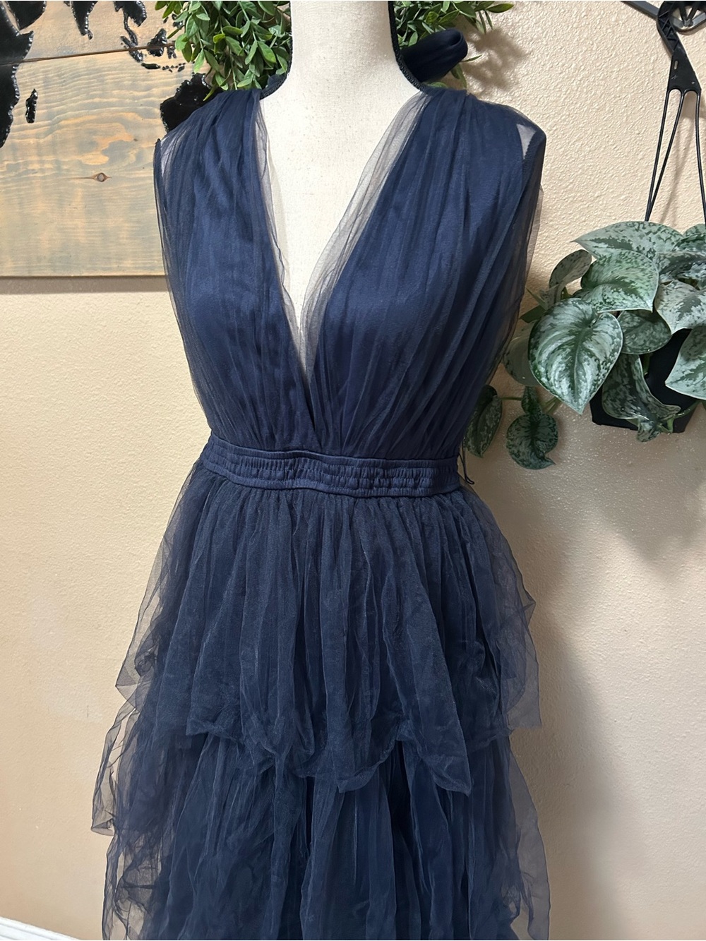 Lulus Flawless Arrival Navy Blue Tulle Tie-Strap Tiered Maxi Dress - Picture 3 of 9